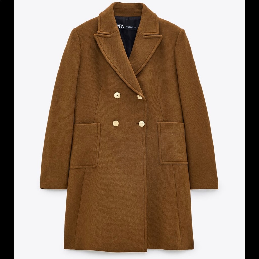 ZARA DOUBLE BREASTED WOOL BLEND COAT XS - Picture 3 of 5